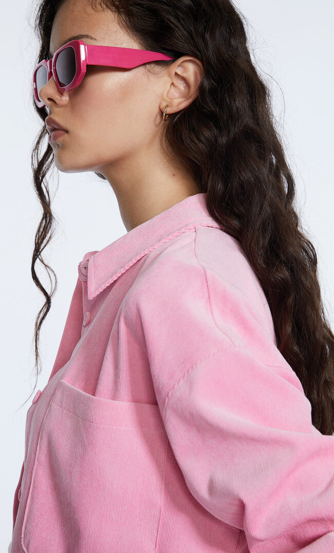 

Stradivarius Hemdjacke Aus Microcord Kaugummirosa Xs