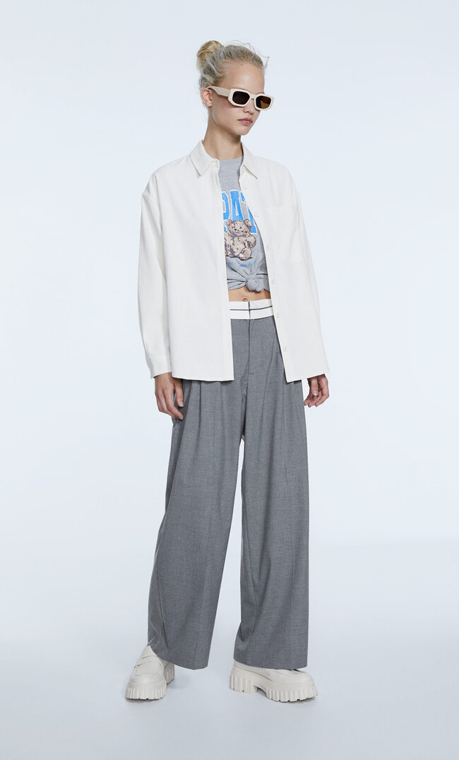 

Stradivarius Hemdjacke Aus Microcord Transparent Xs
