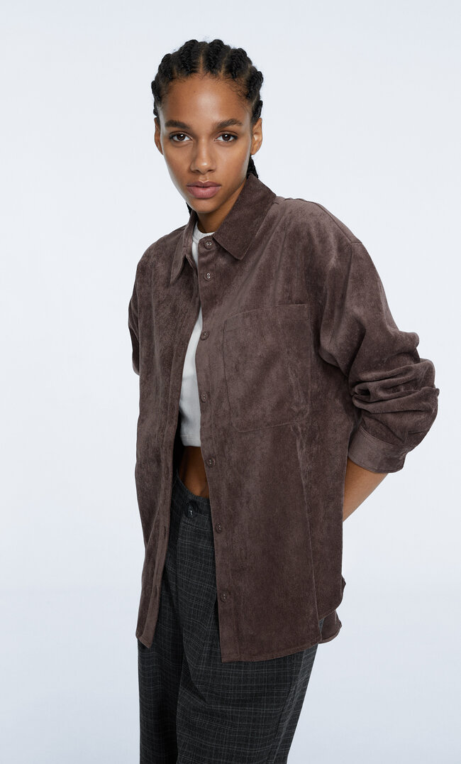 

Stradivarius Hemdjacke Aus Microcord Braun L