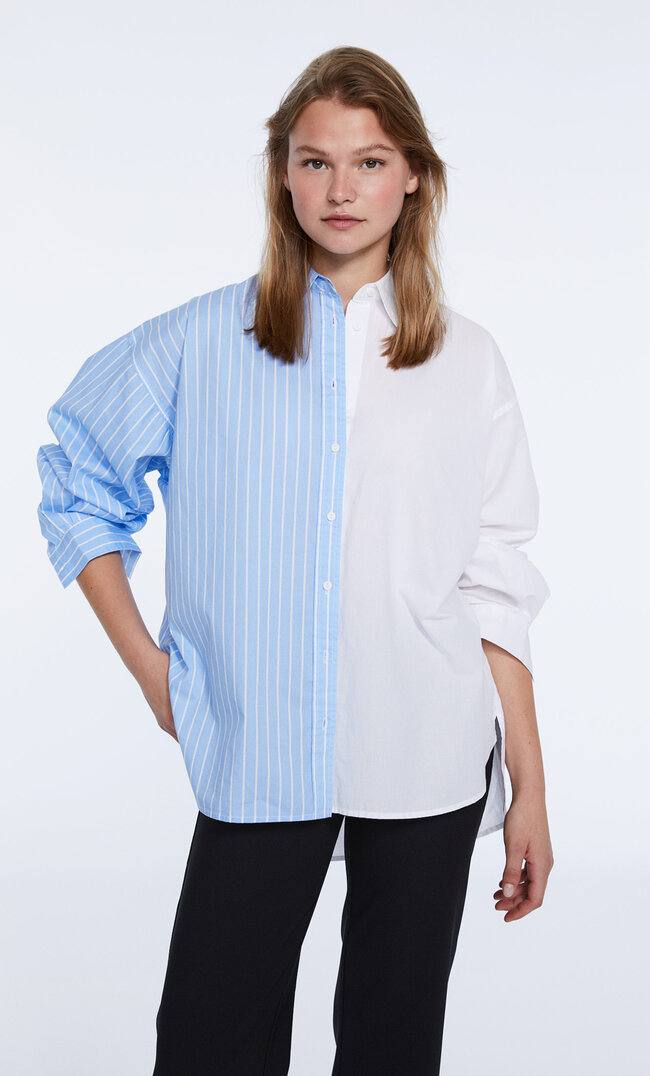 

Stradivarius Chemise Boyfriend Contrastante Bleu Ciel S