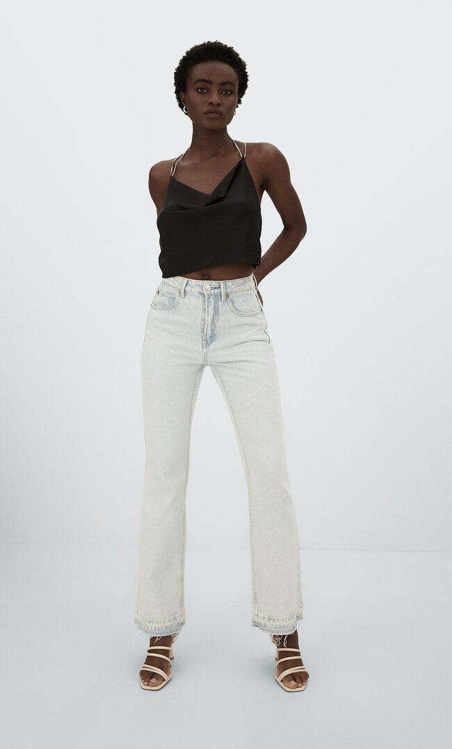 

Stradivarius Top En Satin À Bretelles Strass Noir S