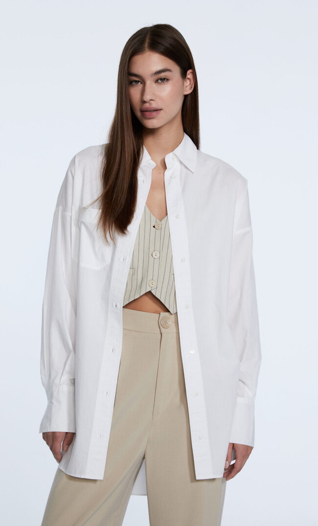 

Stradivarius Chemise Oversize Popeline Blanc M
