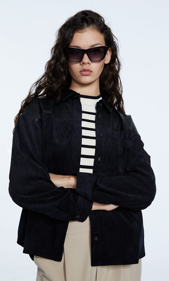 

Stradivarius Hemdjacke Aus Cord Schwarz Xs