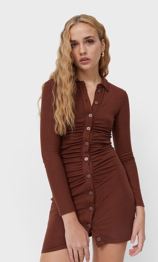 

Stradivarius Polokleid Mit Raffung Braun S