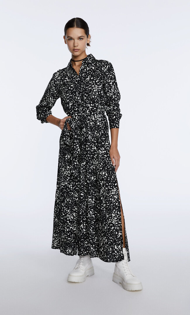 

Stradivarius Midi-Hemdkleid Mit Print Ecru Xs