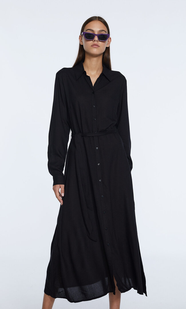Midi shirt dresses with sleeves Clearance