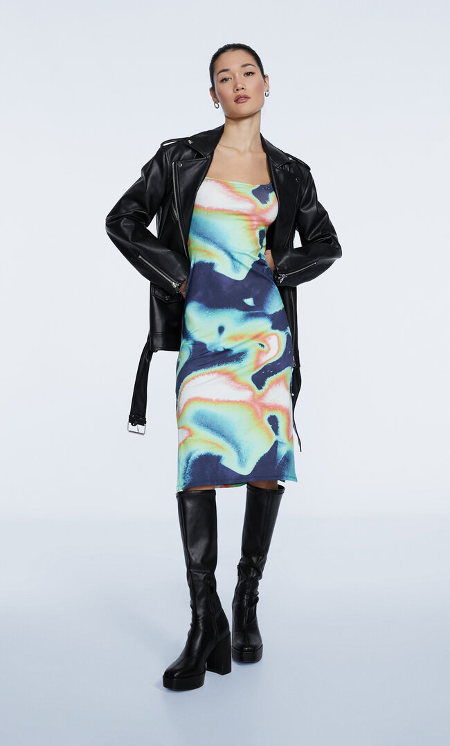 

Stradivarius Midikleid Mit Print Grün S