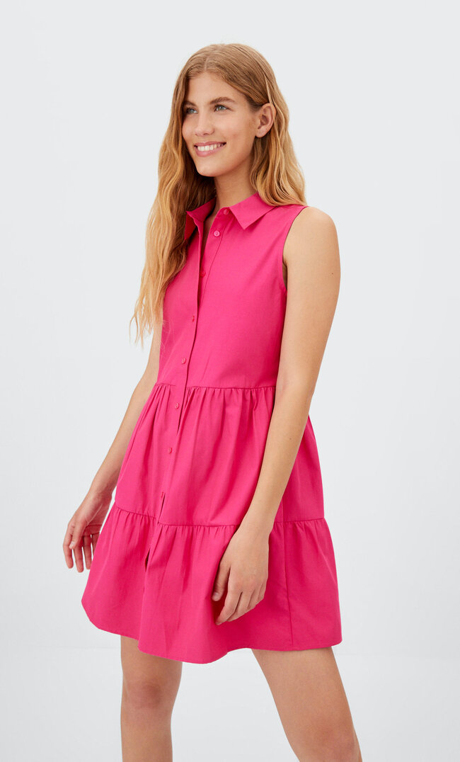 

Stradivarius Robe Chemise Sans Manches Fuchsia S