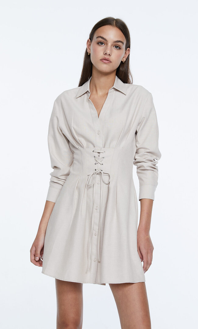 

Stradivarius Kurzes Kleid Mit Corsage Steingrau S