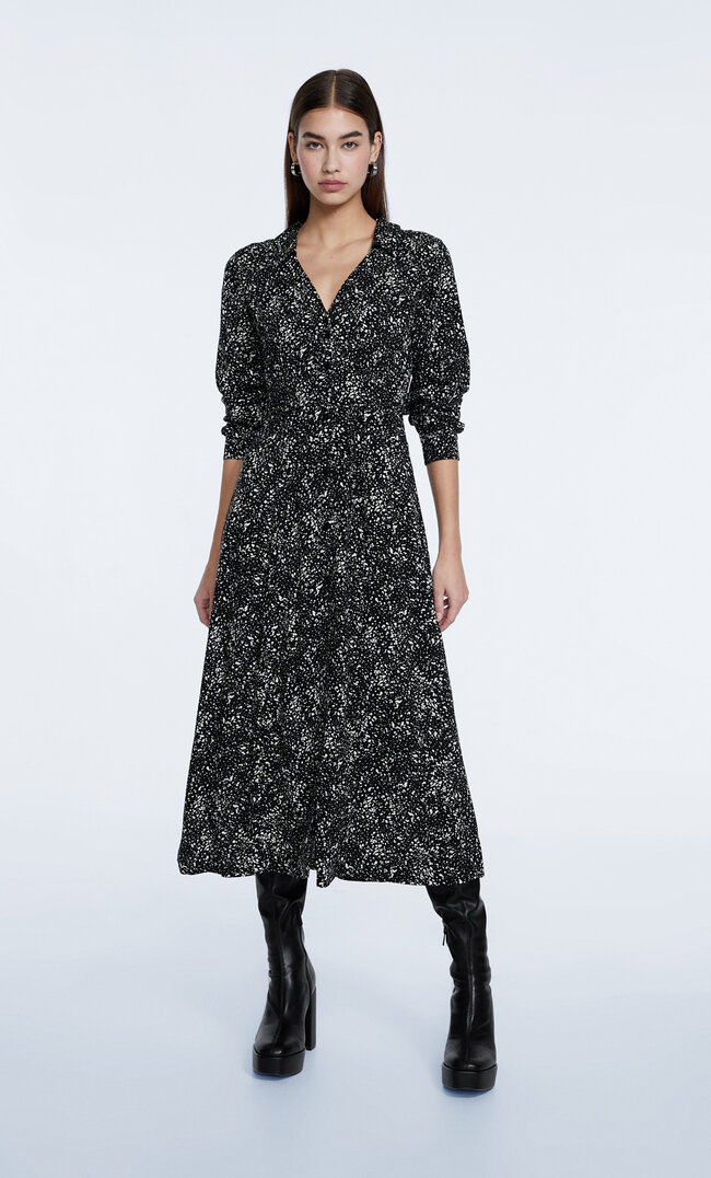 

Stradivarius Midi-Hemdkleid Mit Print Schwarz Xl