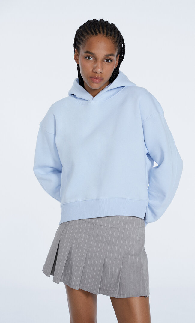 

Stradivarius Cropped-Hoodie Himmelblau Xs