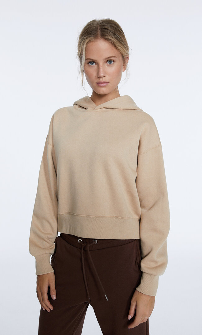 

Stradivarius Basic-Cropped-Hoodie Steingrau Xxs