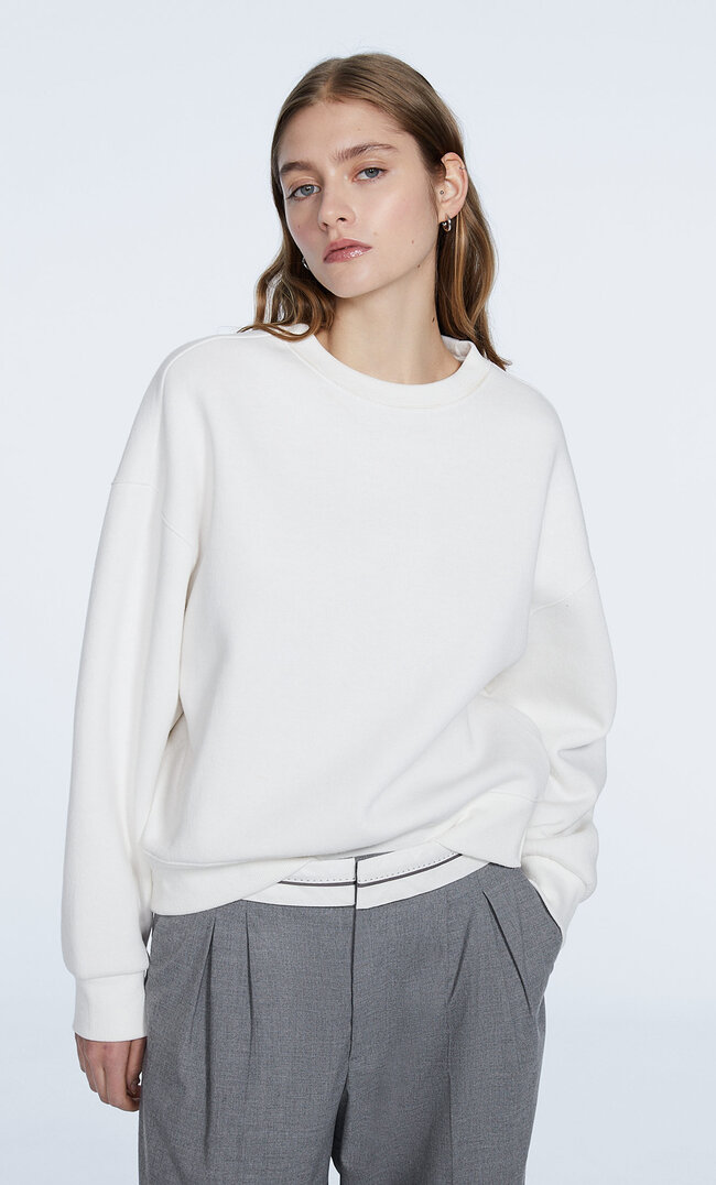 Stradivarius Sweat Basique Écru Xs