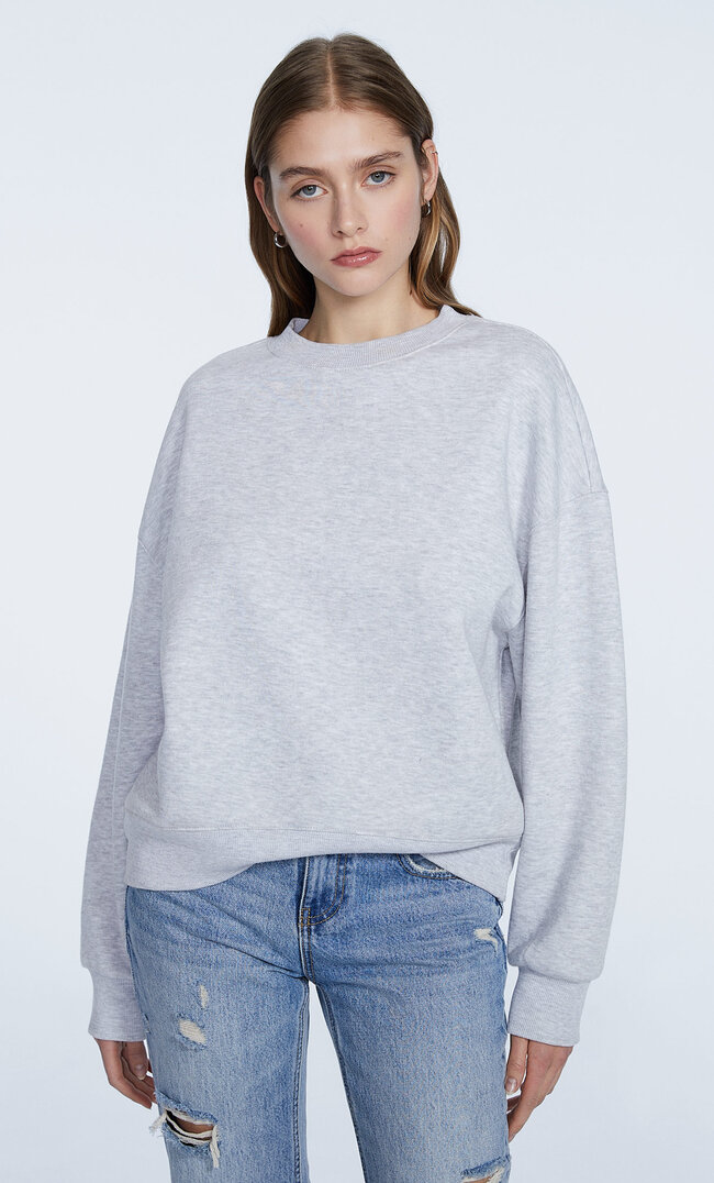 

Stradivarius Basic-Sweatshirt Grau Melange Xs