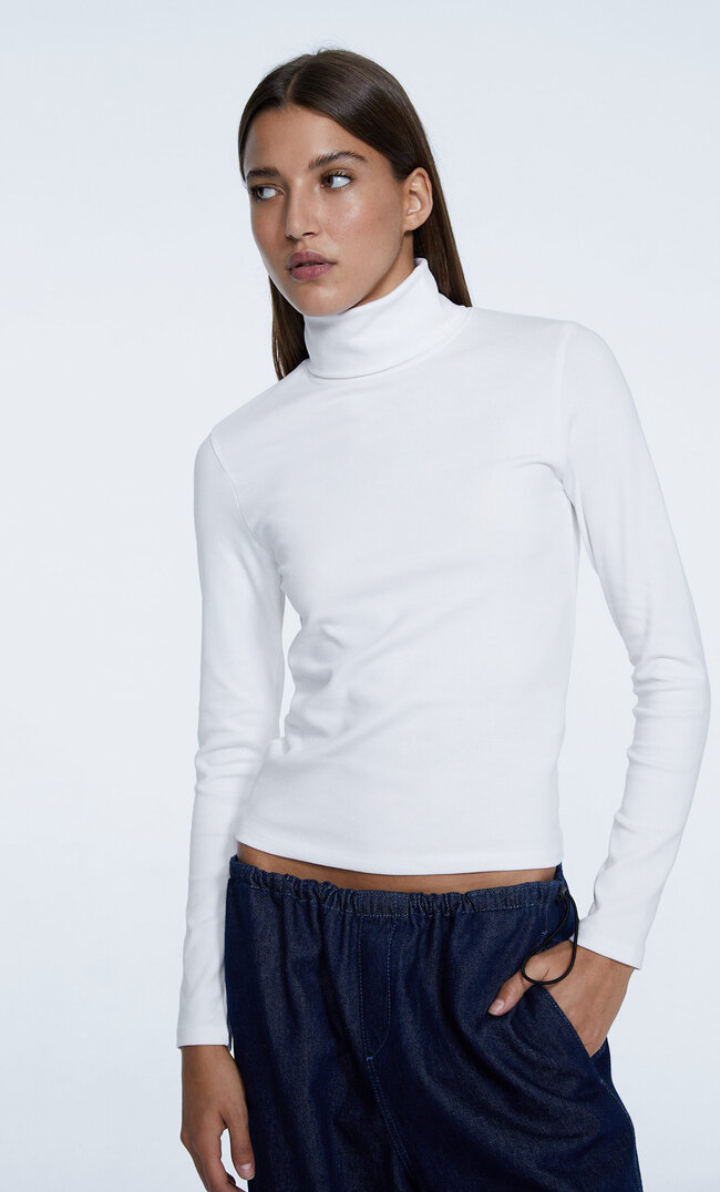 

Stradivarius Shirt Mit Rollkragen Weiß L