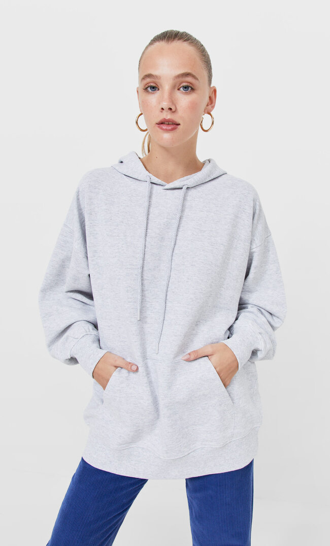 Stradivarius Sweat Oversize Gris Mélangé M