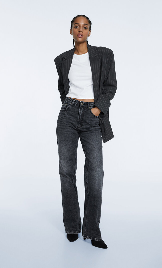

Stradivarius Cropped Langarmshirt Ecru L