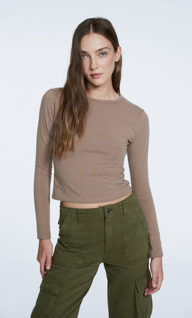 

Stradivarius Cropped Langarmshirt Braun Xs