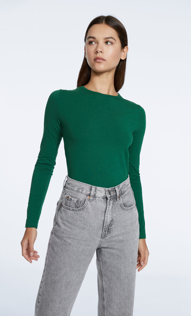 

Stradivarius T-Shirt Court Manches Longues Vert Bouteille Xl