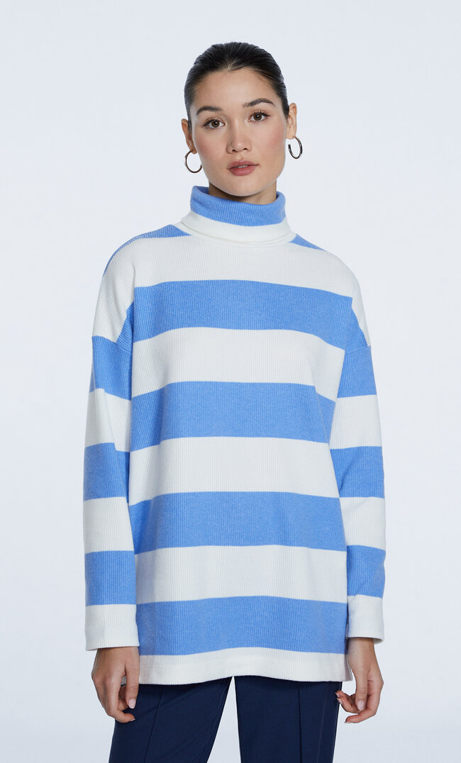 

Stradivarius Aufgerautes Oversize-Shirt Mit Streifen Mittelblau Xs