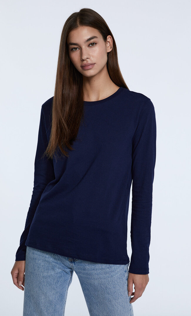 

Stradivarius Bawełniana Koszulka Basic Morski M