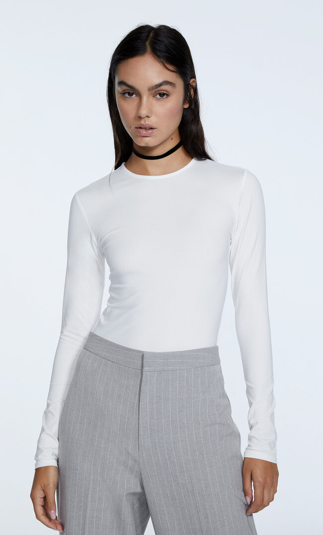 

Stradivarius Body Z Długim Rękawem Ecru L
