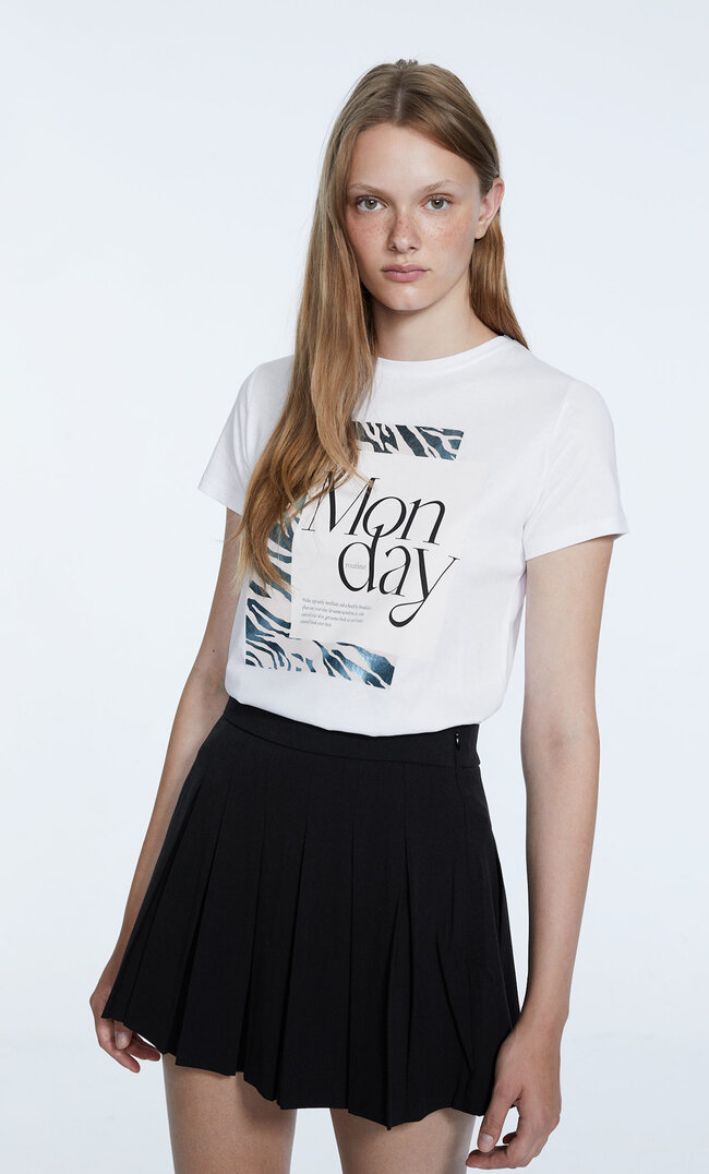 

Stradivarius Shirt Mit Folienprint Himmelblau Xl