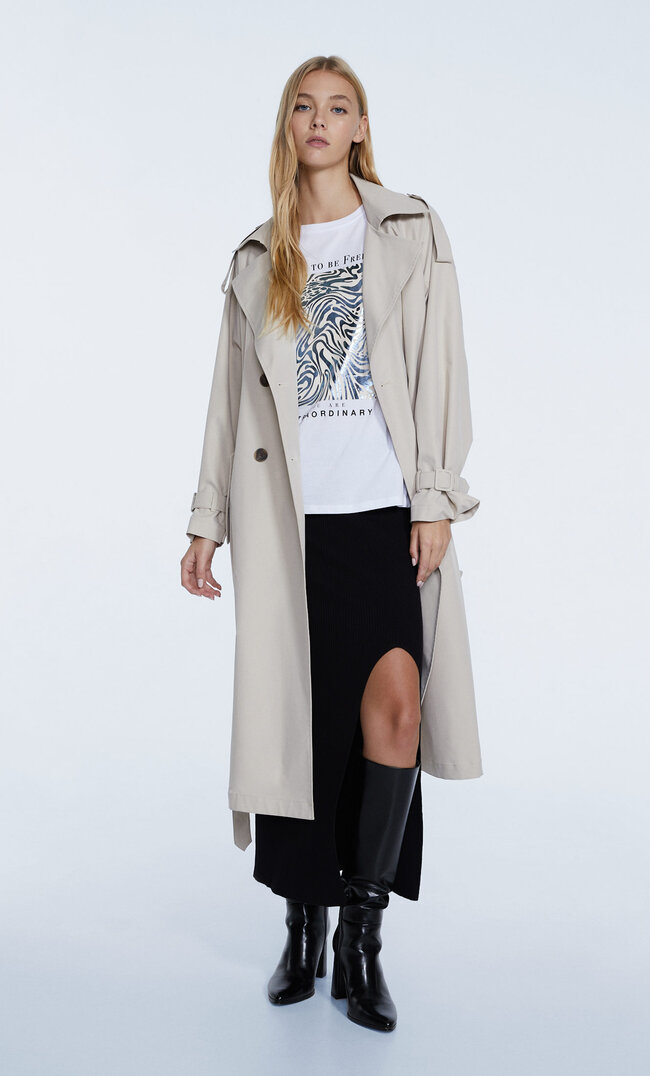 

Stradivarius Shirt Mit Folienprint Himmelblau S