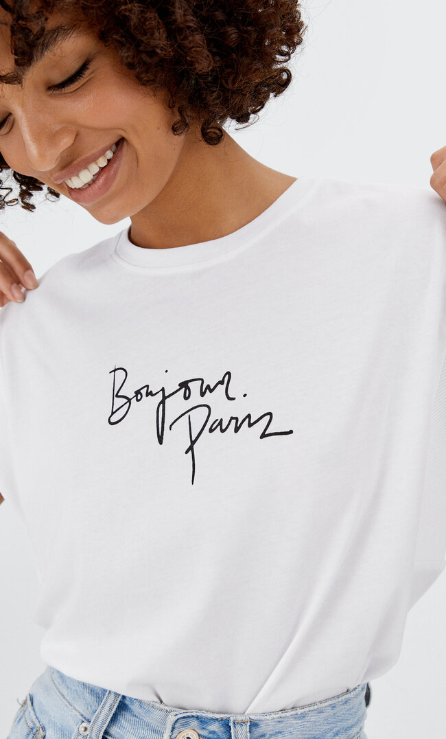 

Stradivarius T-Shirt Imprimé Villes Blanc L