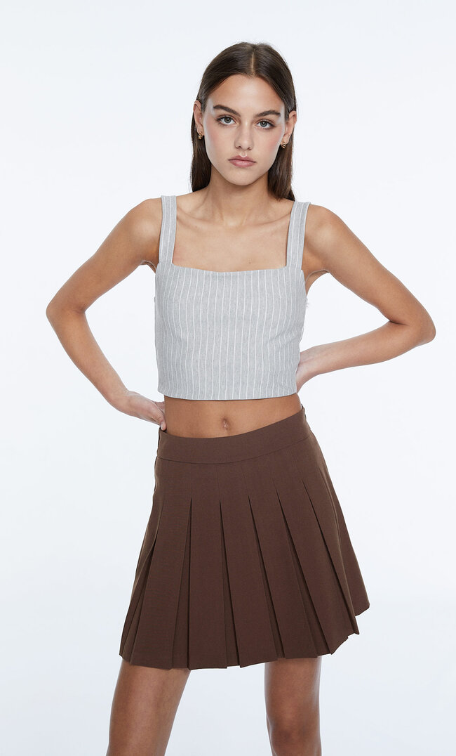 

Stradivarius Top W Prążki Popielaty L