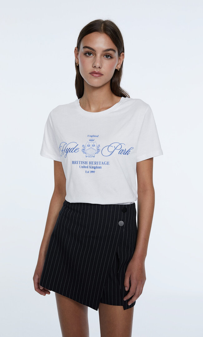 

Stradivarius T-Shirt Brodé Blanc Xs