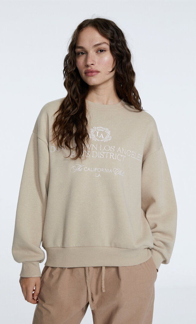 

Stradivarius Sweatshirt Mit Stickerei Beige Xs