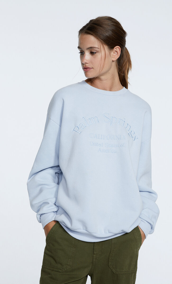 

Stradivarius Bluza Oversize Z Haftem Błękitny Xl