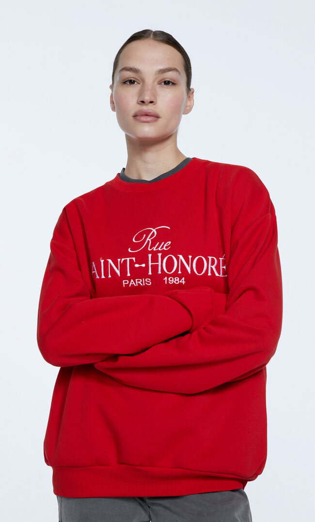 

Stradivarius Oversize-Sweatshirt Mit Stickerei Signalrot Xl
