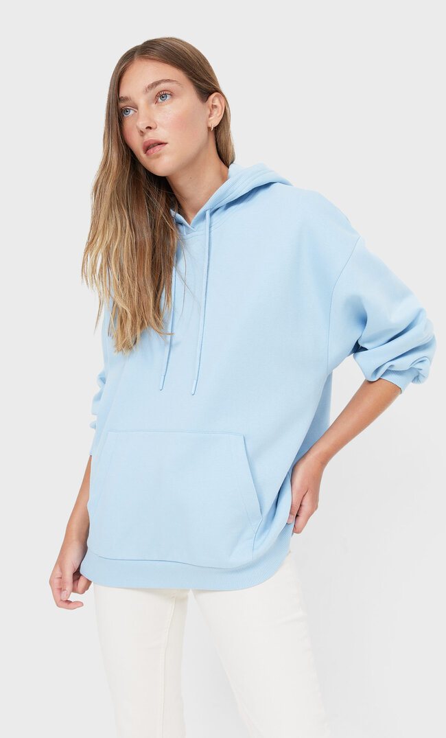 

Stradivarius Aufgerauter Oversize-Hoodie Himmelblau Xl