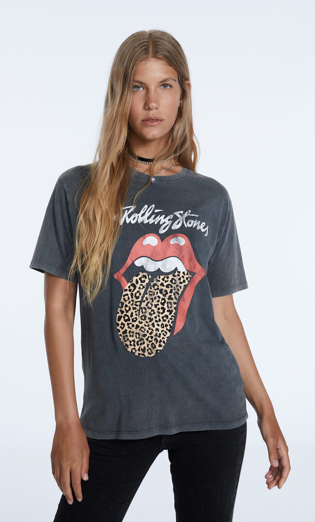 

Stradivarius T-Shirt „Rolling Stones“ Graumeliert M