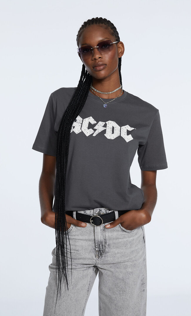 

Stradivarius Shirt Acdc Graumeliert Xs