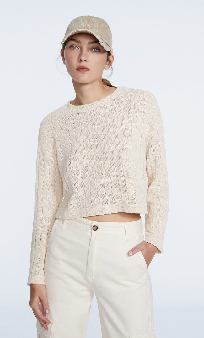 

Stradivarius T-Shirt À Maille Lâche Vanille Xs