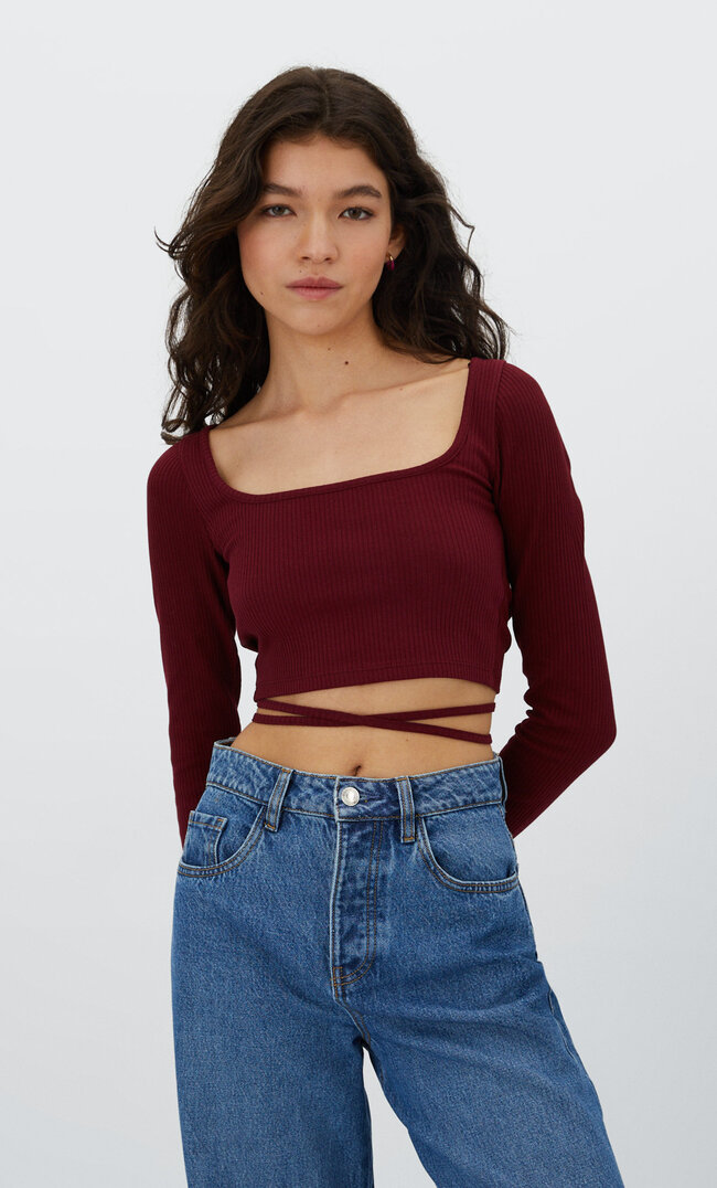 

Stradivarius Krótki Top Z Paseczkami Na Plecach Wiśniowy Xs