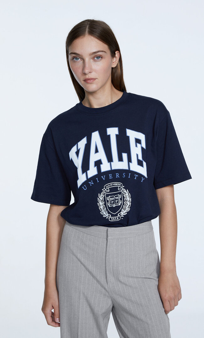 

Stradivarius Koszulka Yale Morski L