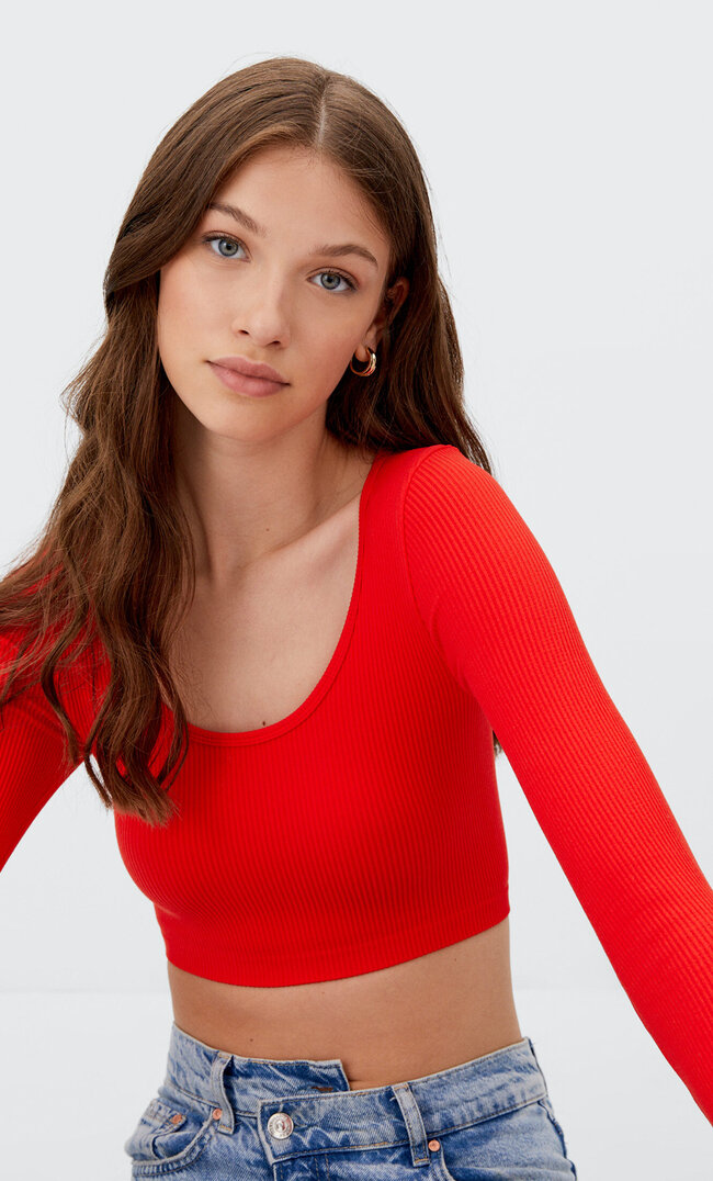 

Stradivarius Nahtloses Cropped-Top Rot M