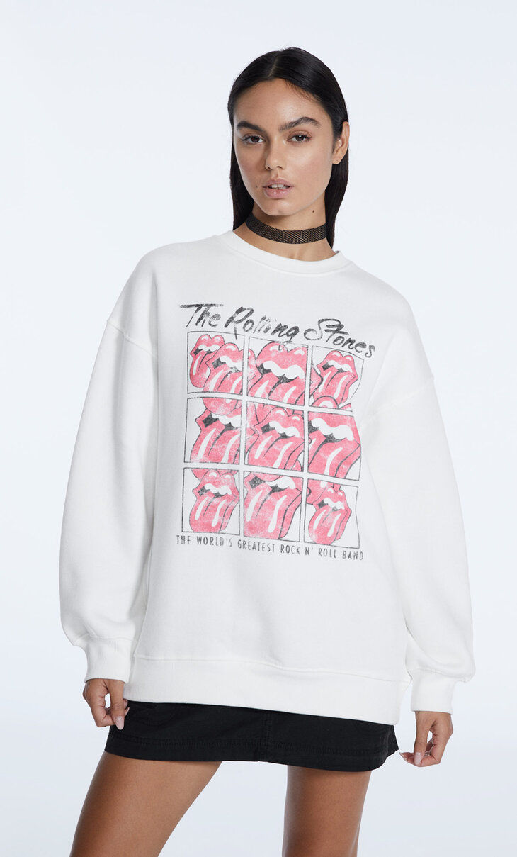 Rolling Stones baskılı sweatshirt