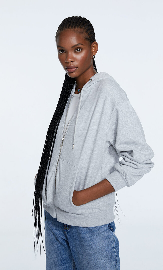 

Stradivarius Sweat Oversize À Fermeture Éclair Gris Mélangé S