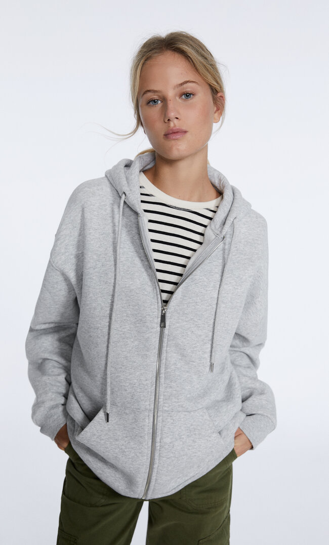 

Stradivarius Sweat Oversize À Fermeture Éclair Gris Mélangé Xs