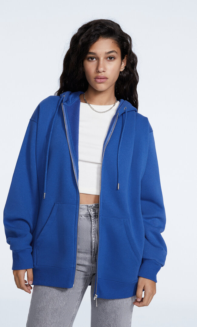 

Stradivarius Sweat Oversize À Fermeture Éclair Bleu Électrique L