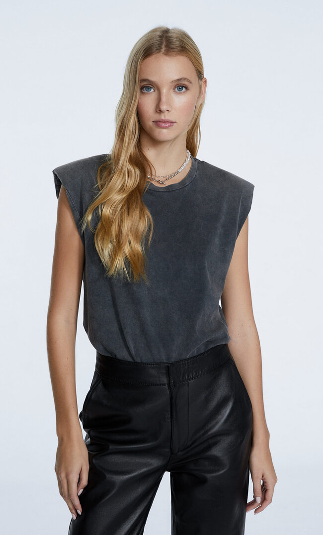 

Stradivarius T-Shirt À Épaulettes Gris Marengo M