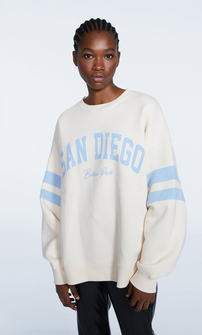 Stradivarius Bluza Oversize Z Paskami Ecru S