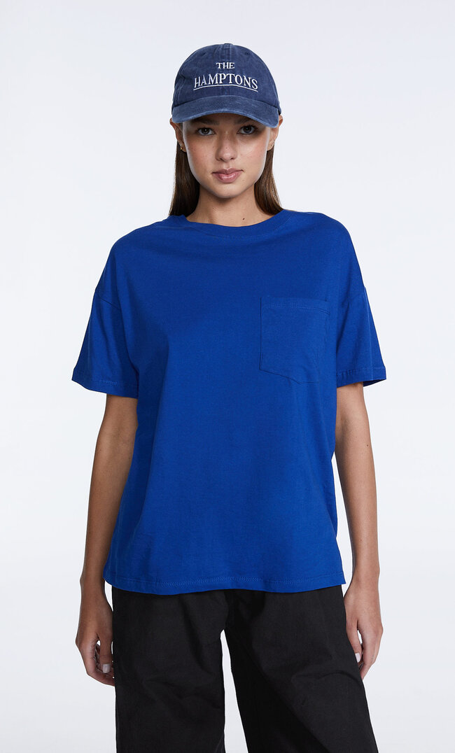 

Stradivarius Oversize-Shirt Mit Tasche Elektrisch Blau M