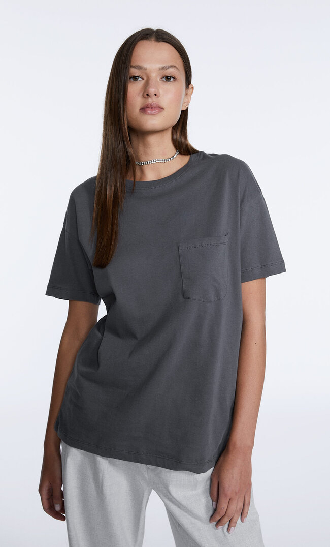 

Stradivarius T-Shirt Oversize Avec Poche Gris Marengo M