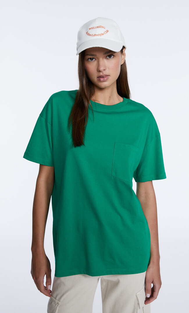 

Stradivarius T-Shirt Oversize Avec Poche Vert M